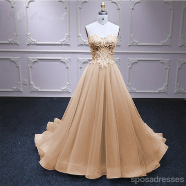Querida pescoço ouro lantejoulas uma linha barato longo Evening Prom Dresses, Evening Party Prom Dresses, 12350