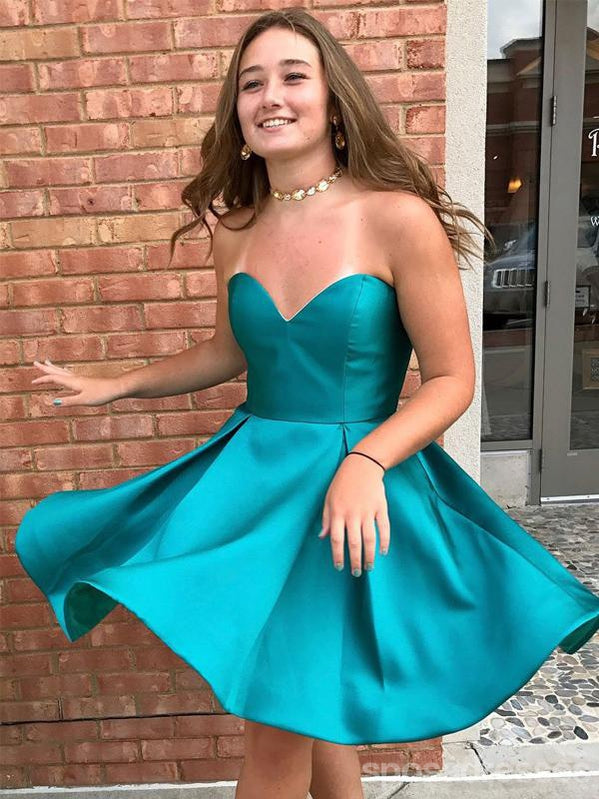Χαριτωμένο Απλό Γλυκιά μου Teal Φτηνές Φορέματα Homecoming 2018, CM474