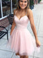 Απλό Σπαγγέτι Λουριά Ροζ Χαριτωμένο Φορέματα Homecoming 2018, CM478