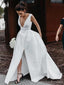 Einfache V-Ausschnitt A-Linie Seitliche Schlitze Billig Hochzeit Kleider Online, Billig, Einzigartige Brautkleider, WD605
