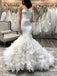 Vestidos de novia de sirena con cuello redondo sin tirantes populares en línea, WD405