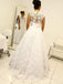 Encaje Ver a través de la falda desmontable Una línea de vestidos de novia baratos en línea, WD412