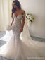 Vestidos de novia de sirena de encaje sin espalda sin hombros sexy en línea, WD420