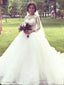 Vestidos de novia de manga larga de encaje baratos de una línea populares en línea, WD425