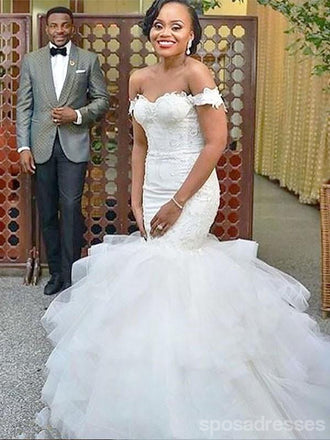 Διακοσμητικά νυφικά γοργόνας από δαντέλα με χάντρες ώμου, WD426