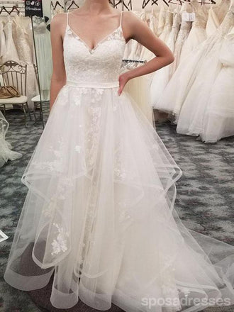 Spaghetti Straps Lace A line Robes de mariée pas cher en ligne, Robes de mariée en dentelle pas cher, WD459