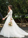 Vestidos de novia de organza de una línea de manga larga en línea, vestidos de novia simples y baratos, WD453
