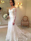 Robes de mariée pas cher sirène en dentelle à manches longues en ligne, WD403