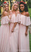 Light Blush Pink Chiffon baratos longos dama de honra vestidos on-line, WG293