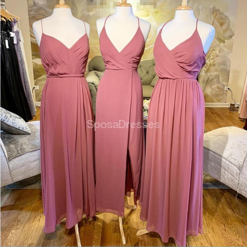 Dusty ροζ σιφόν μακρά παράνυμφος φορέματα σε απευθείας σύνδεση, φτηνά φορέματα παράνυμφοι, WG690