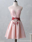 Cute Illusion Scoop Ροζ Φτηνά Κοντά Φορέματα Επιστροφής Online, CM536