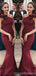 Burgundy One Shoulder Sexy Mermaid Long Bridesmaid Dresses Gown Online,WG1089