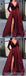 Burgundy A-line Long Sleeves V-neck High Slit Cheap Prom Dresses Online,12748