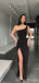 Black Sheath One Shoulder High Slit Cheap Long Prom Dresses Online,12881