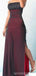Black Red Sheath Spaghetti Straps High Slit Maxi Long Prom Dresses,13211