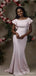 Simple Pink Mermaid Jewel Short Sleeves Cheap Long Bridesmaid Dresses,WG1557