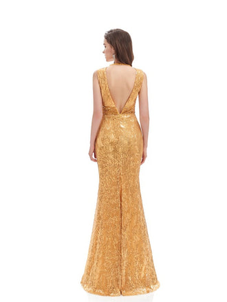 Querida pescoço ouro lantejoulas uma linha barato longo Evening Prom Dresses, Evening Party Prom Dresses, 12350