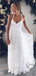 Off White A-line Spaghetti Straps Backless Handmade Lace Wedding Dresses,WD794