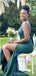 Green Spaghetti Straps Side Slit Mermaid Cheap Long Bridesmaid Dresses Online,WG1648