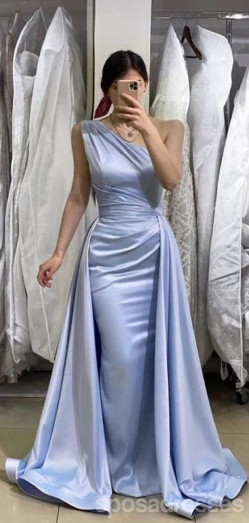 Blue Mermaid One Shoulder Cheap Long Prom Dresses, Evening Party Dresses,12892