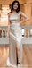 Champagne Mermaid One Shoulder High Slit Cheap Long Bridesmaid Dresses,WG1295