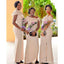 Charming Champagne Mermaid Cheap Long Bridesmaid Dresses,WG1493