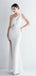 Sexy White Sheath One Shoulder High Slit Cheap Long Prom Dresses,13004