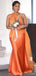 Orange Mermaid One Shoulder Cheap Long Bridesmaid Dresses,WG1442