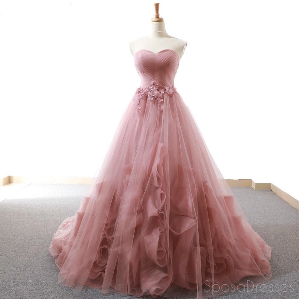 Sweetheart Dusty Pink Hand Made Flower Vestidos largos de baile de noche, vestidos de encargo baratos Sweet 16, 18513