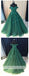 Off Shoulder Emerald Green Lace A line Long Custom Evening Prom Dresses, 17428