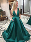 Simple Emerald Green A-line Long Evening Prom Dress, 17709
