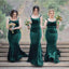 Mangas de gorro sereia de comprimento de soalho verde-esmeralda dama de honra longa vestem-se online, WG549