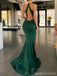 Green Halter High Slit Mermaid Cheap Long Bridesmaid Dresses Online,WG1646