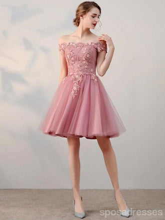 V Neck Dusty Pink Tulle Beaded Κοντά Homecoming Φορέματα Online, Φθηνά Κοντά Φορέματα Prom, CM845