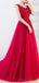 Φωτεινό κόκκινο A-line V-neck δαντέλα φθηνά μακρά βραδινά φορέματα, βραδινά φορέματα, 18647