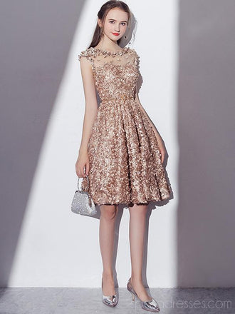 Καπ Μανίκια Δείτε Μέσω Του Χρυσού Δαντών Φθηνά Επιπλωμένα Φορέματα Σε Απευθείας Σύνδεση, Φθηνά Φορέματα Μικρού Χορού, CM789