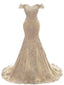 De los Hombros fuera de Oro de Encaje de Sirena de Noche Largos vestidos de fiesta, Vestidos 17671