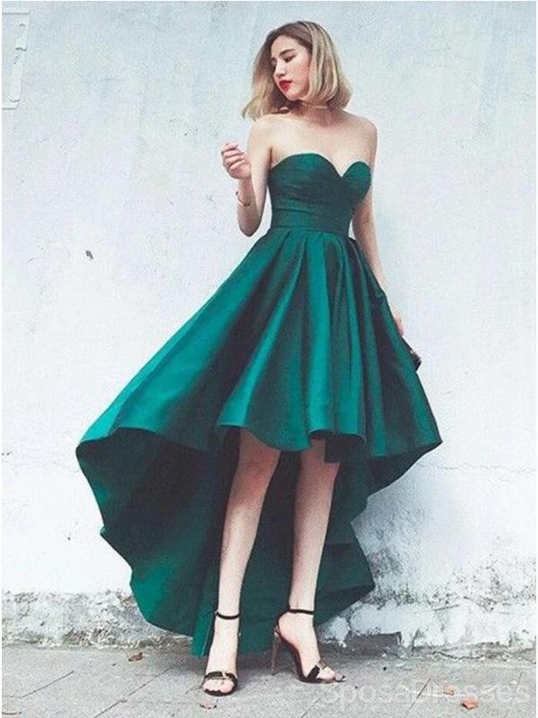 Simple Emerald Green High Low Simple Cheap Short Homecoming Dresses en línea, Cheap Short Prom Dresses, CM829