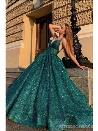Querida pescoço ouro lantejoulas uma linha barato longo Evening Prom Dresses, Evening Party Prom Dresses, 12350