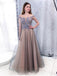 Manches courtes Scoop Dusty Blue Lace Grey Robes de bal de soirée, Cheap Custom Sweet 16 Dresses, 18483