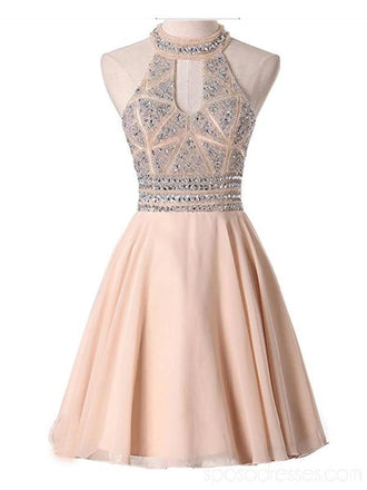 Halter Sexy Open Back Chiffon Φτηνά Homecoming Φορέματα Online, Φθηνά Κοντά Φορέματα Prom, CM778