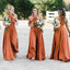 Halter queimado laranja personalizado barato longo dama de honra vestidos on-line, WG357