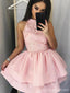 Pale Pink Halter Φτηνά Κοντά Φορέματα Homecoming Online, CM650