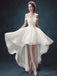 High Low Wedding Dresses,Off Shoulder Prom Dresses,White Organza Prom Dresses,PD0297
