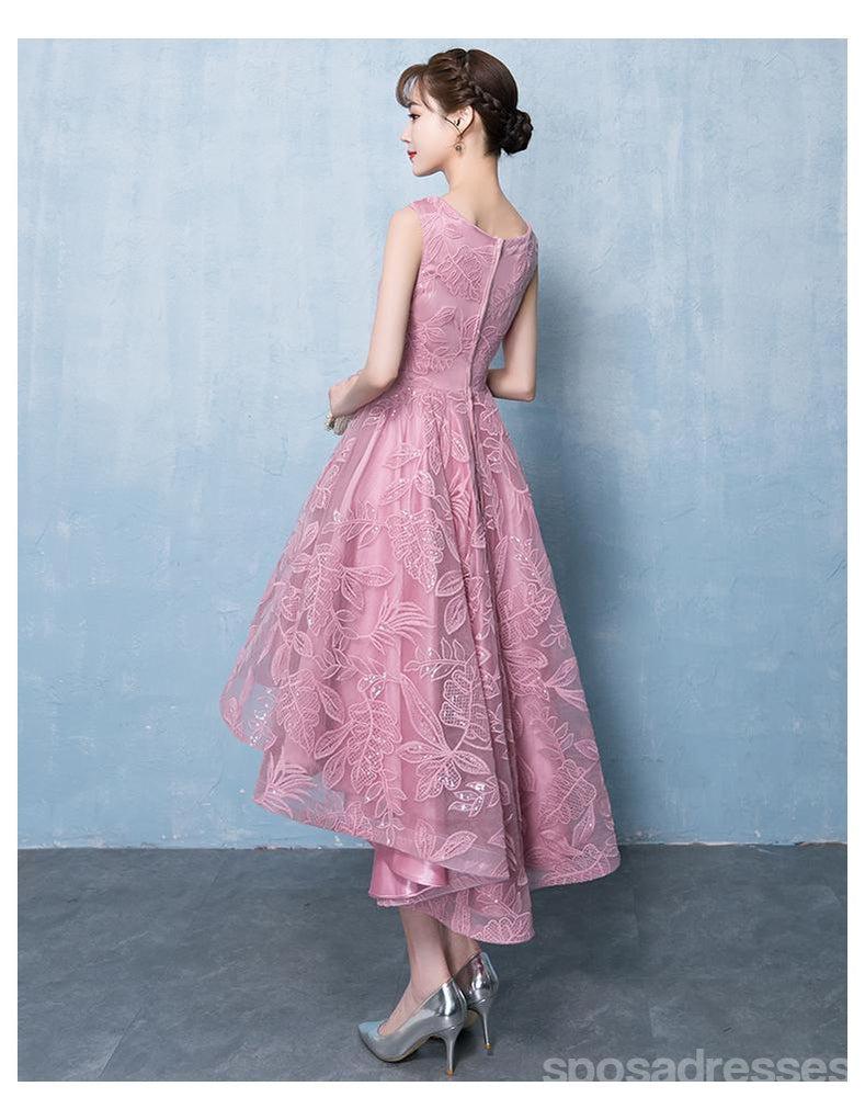 Pink Lace Scoop High Low Φτηνές Φορέματα Homecoming Online, CM694