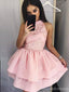 Einzigartige Halfter Lace Pink Short Günstige Homecoming Kleider Online, CM733