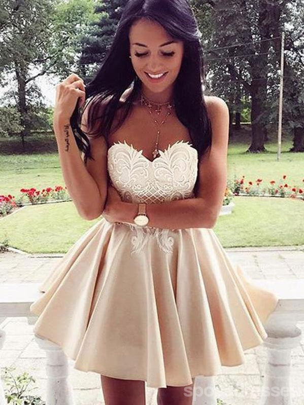 Simple Sweetheart Lace Cute Simple Cheap Homecoming Dresses 2018, CM451