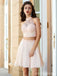 Blush Ροζ δύο κομμάτια Halter Beaded φθηνά φορέματα Homecoming σε απευθείας σύνδεση, CM719