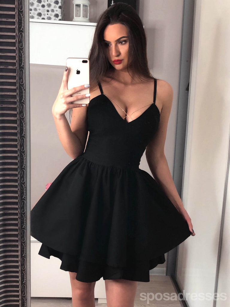 Spahgetti Straps Μαύρα Φορέματα Homecoming Online, CM723