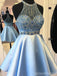 Blue Halter acarició vestidos de bienvenida baratos en línea, CM735